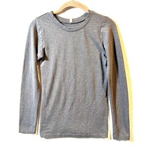 Lunya Restore Long Sleeve Top Size Small Gray Baselayer Lounge Sleep Pima Cotton